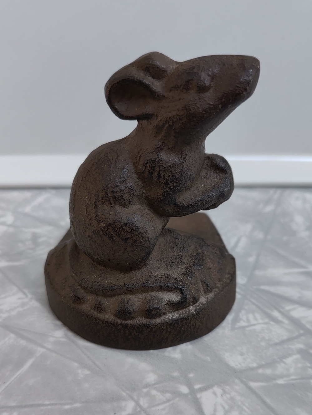 Decorative Brown Cast Iron Mouse Door Stopper Figurine - Home Accents